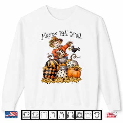 Sweatshirt Scarecrow Happy Fall Yall Pumpkin Thanksgiving Halloween Shirt