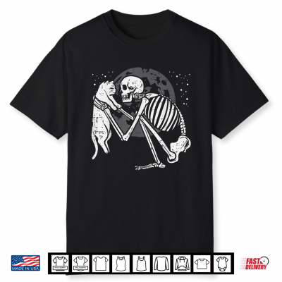 Skeleton Cat Skull Kitty Cute Goth Halloween Shirt