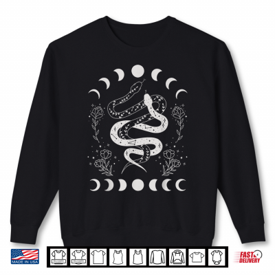 Sweatshirt Snake And Moon Phases Celestial Floral Witchy Halloween Shirt