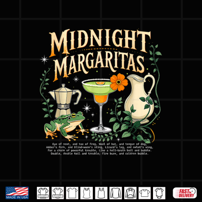 Design Witches Midnight Margaritas Spooky Cocktail Shirt