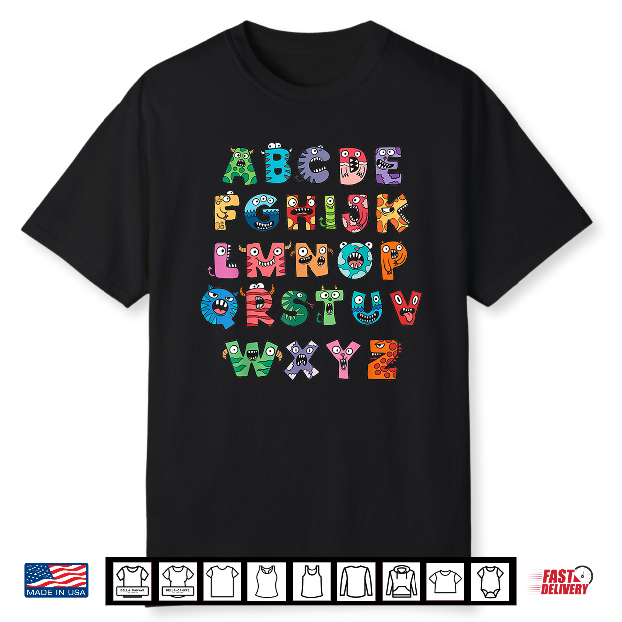 Abc Cute Monster Alphabet Halloween Teacher Costume Shirt Abc Cute Monster Alphabet Halloween Teacher Costume Shirt