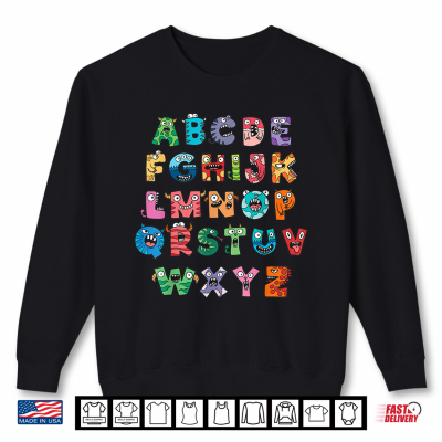 Abc Cute Monster Alphabet Halloween Teacher Costume Shirt 2 Sweatshirt ABC Cute Monster Alphabet Halloween Teacher Costume Shirt