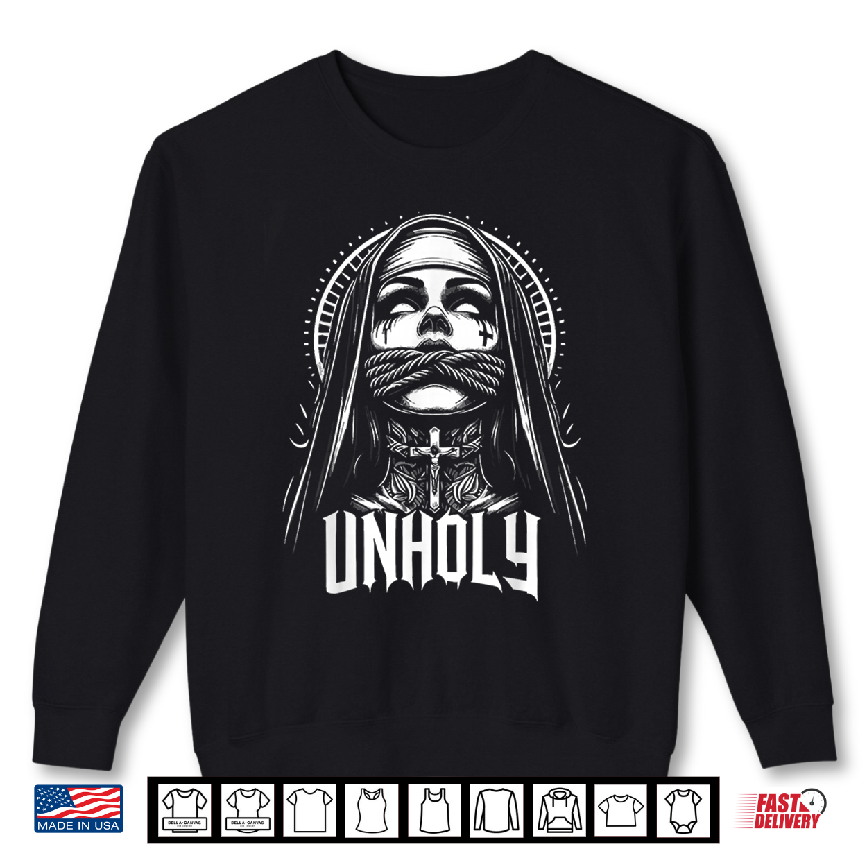 Blackcraft Choked Up Unholy Nun Satan Baphomet Halloween Shirt
