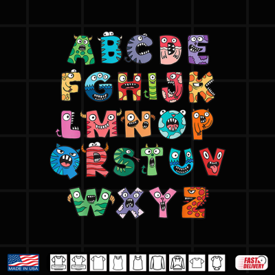 Abc Cute Monster Alphabet Halloween Teacher Costume Shirt 4 Design ABC Cute Monster Alphabet Halloween Teacher Costume Shirt