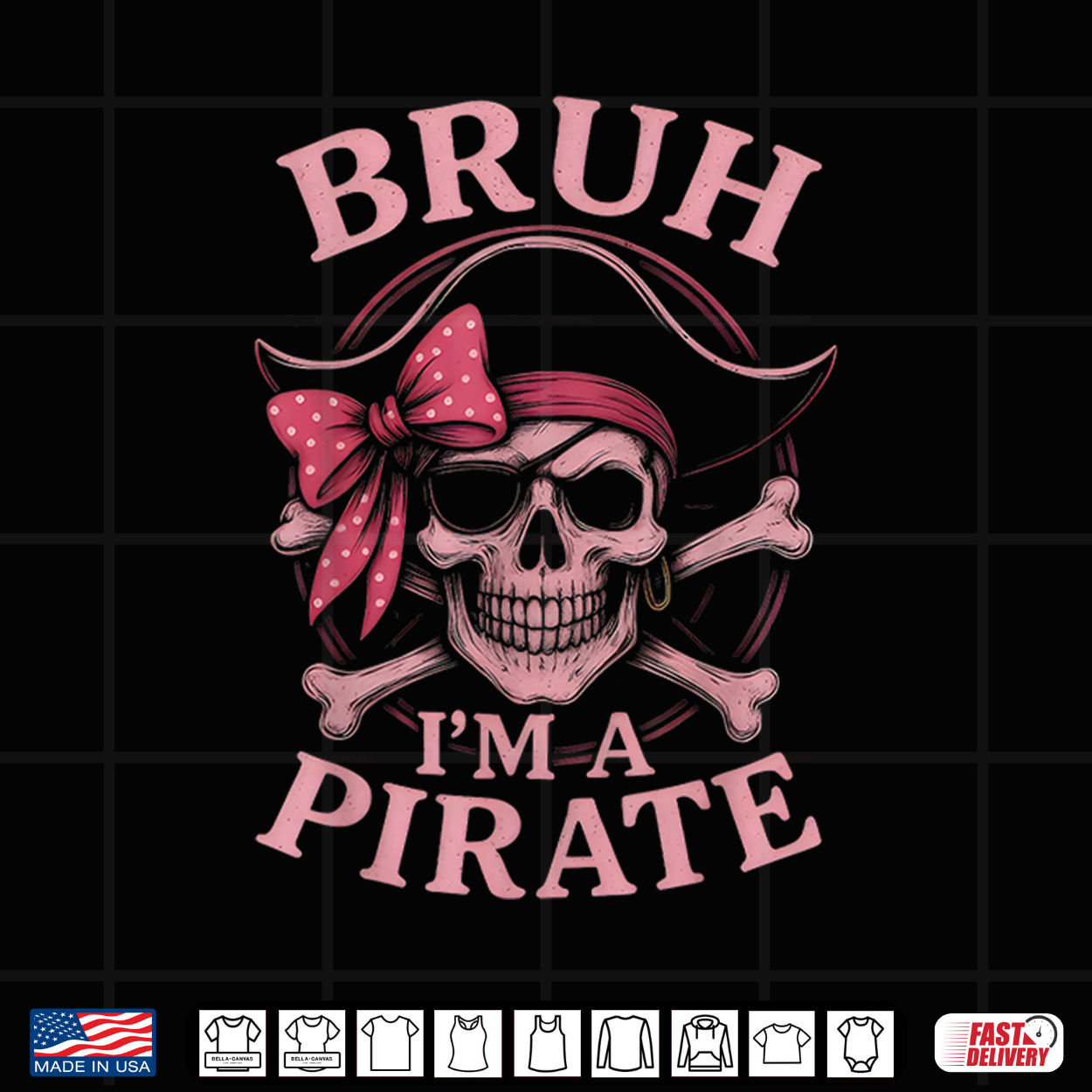 Bruh Pirate Skull Coquette Bow Costume Pretend I’M A Pirate Shirt Bruh Pirate Skull Coquette Bow Costume Pretend I’M A Pirate Shirt