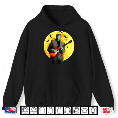 Hoodie Frankenguitar Frankenstein Plays Electric Guitar Halloween Shirt