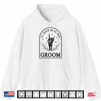 Hoodie Groom Bride Skeleton Gothic Halloween Engagement Wedding Shirt