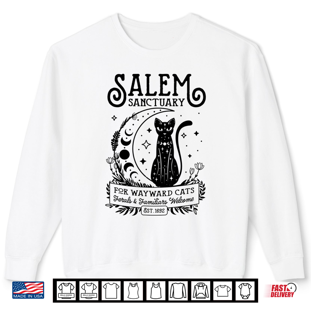 Funny Witch Salem Home For Wayward Black Cats 1692 Halloween Shirt