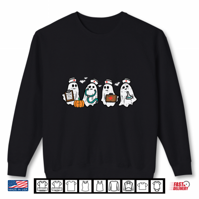 Sweatshirt Ghost Nurses Halloween Crew Funny Costume Shirt