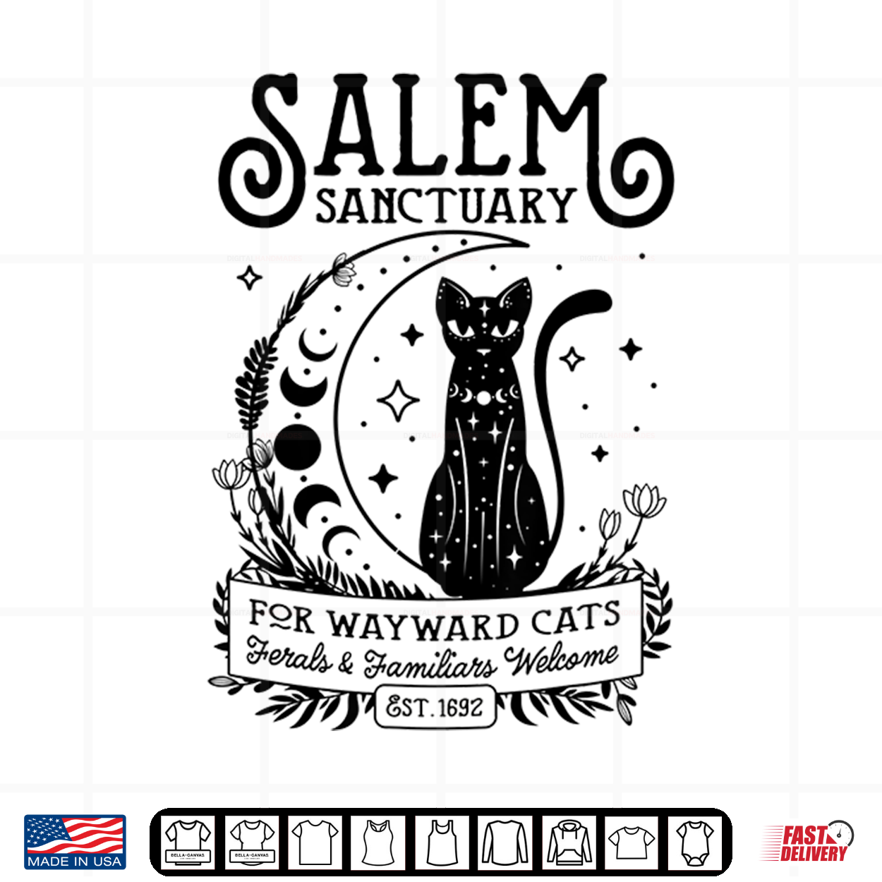 Funny Witch Salem Home For Wayward Black Cats 1692 Halloween Shirt