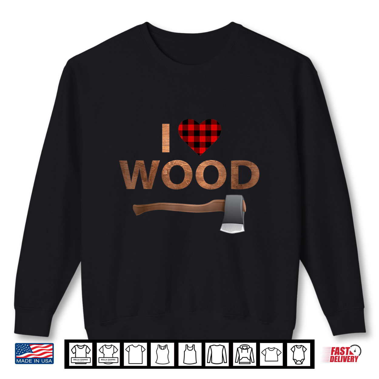 I Love Wood Shirt Lumberjack Heart Halloween Party Gift Shirt