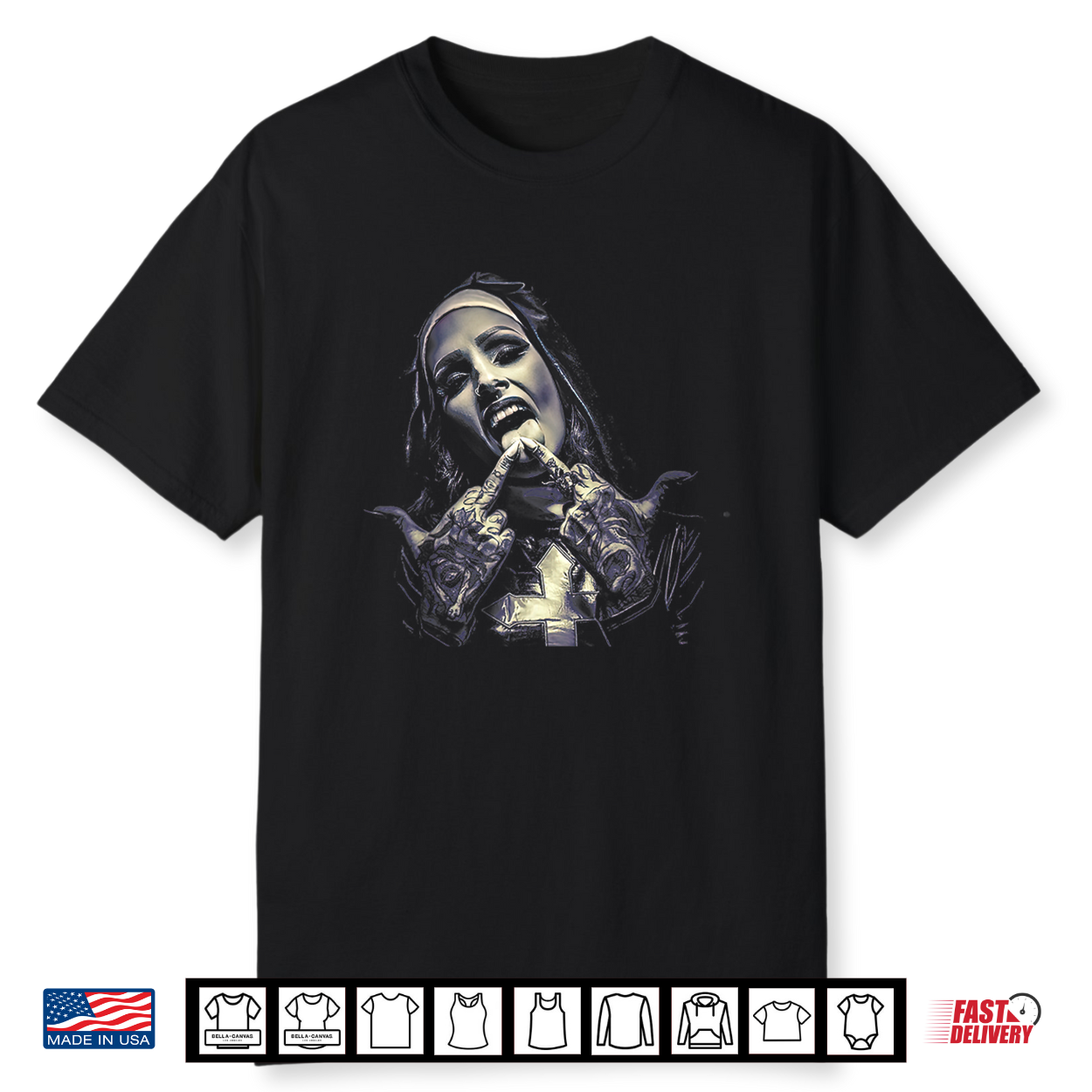 Occult Gothic Dark Satanic Nun Tattoos Unholy Nun Horror Shirt