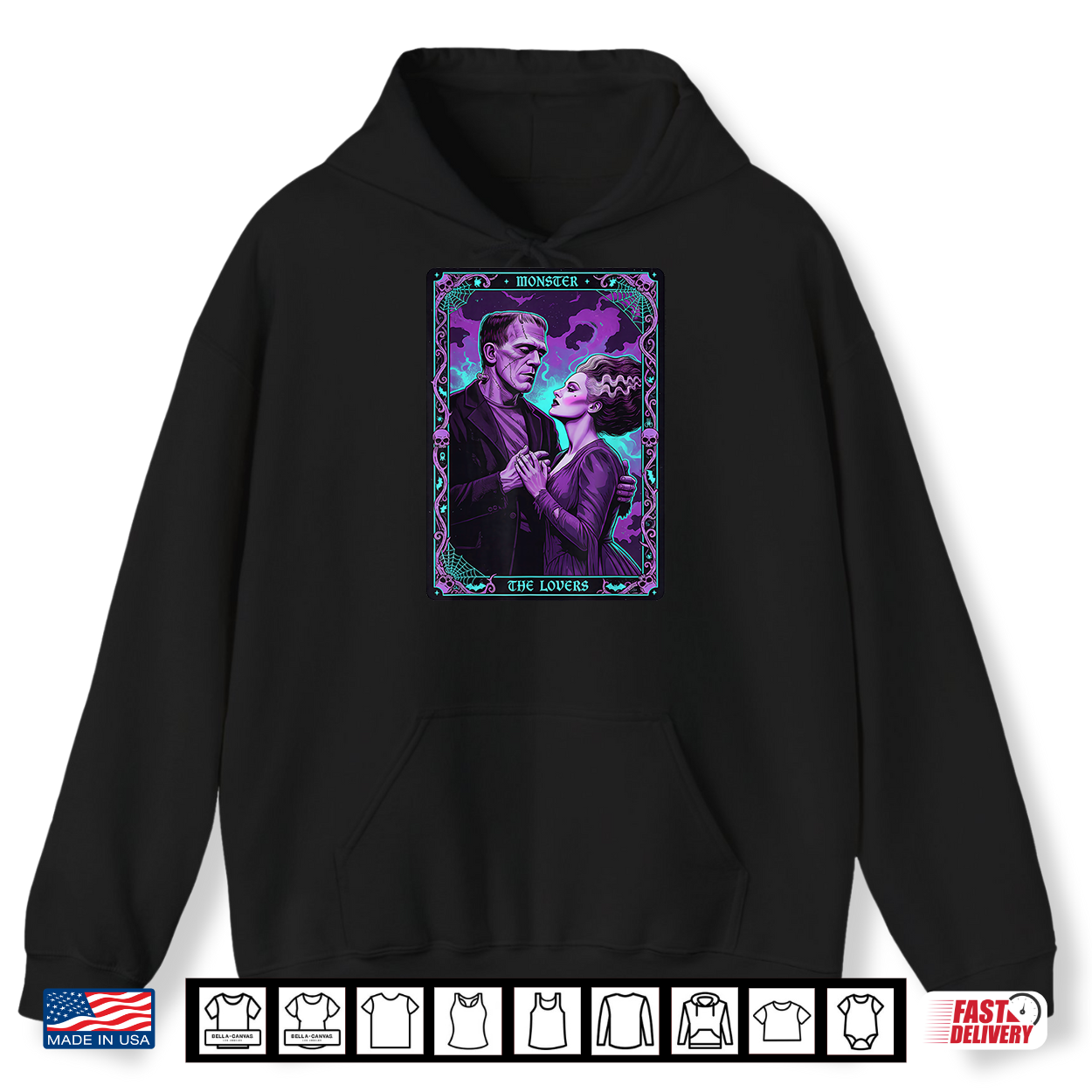 Monster Frankenstein Bride The Lovers Tarot Card Halloween Shirt