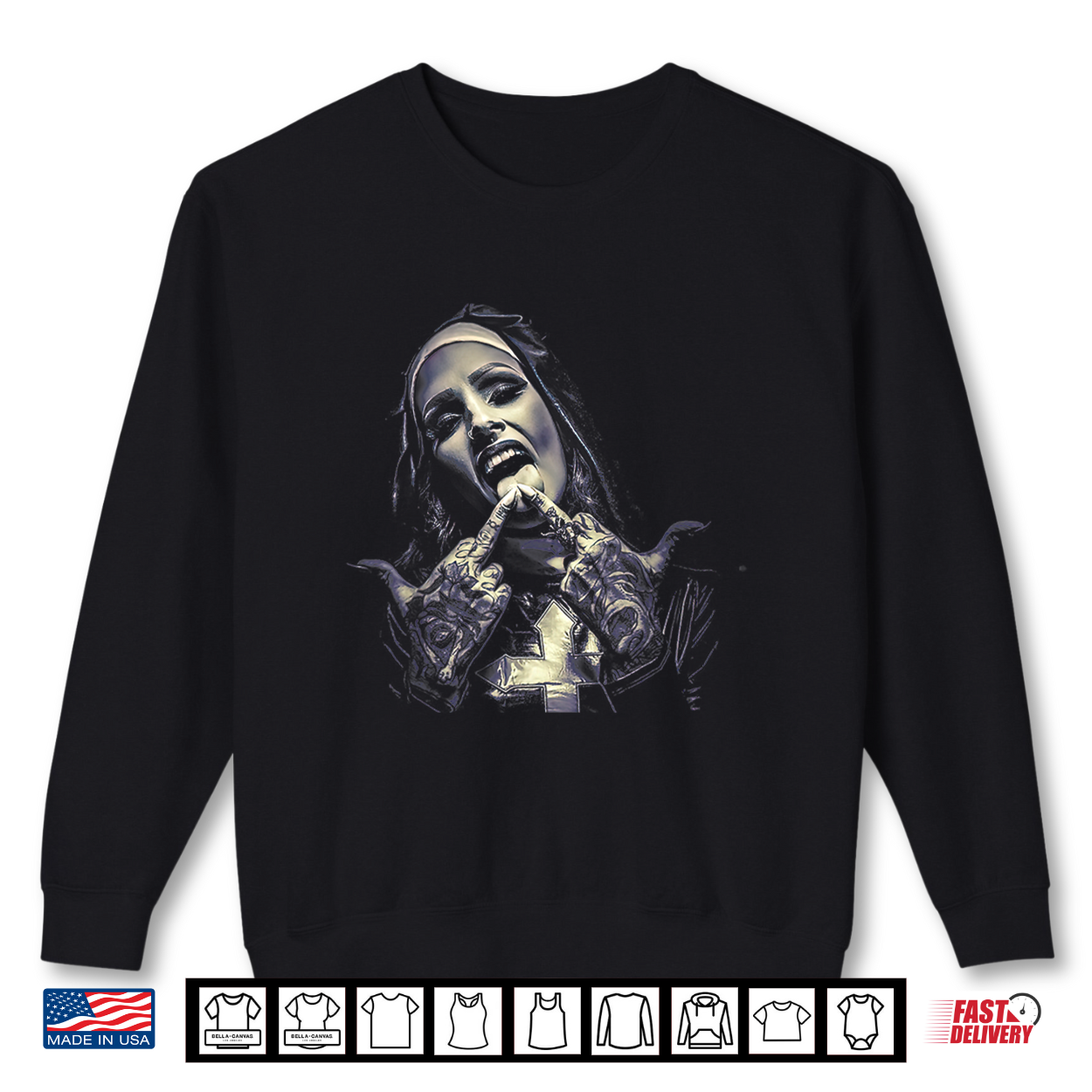 Occult Gothic Dark Satanic Nun Tattoos Unholy Nun Horror Shirt