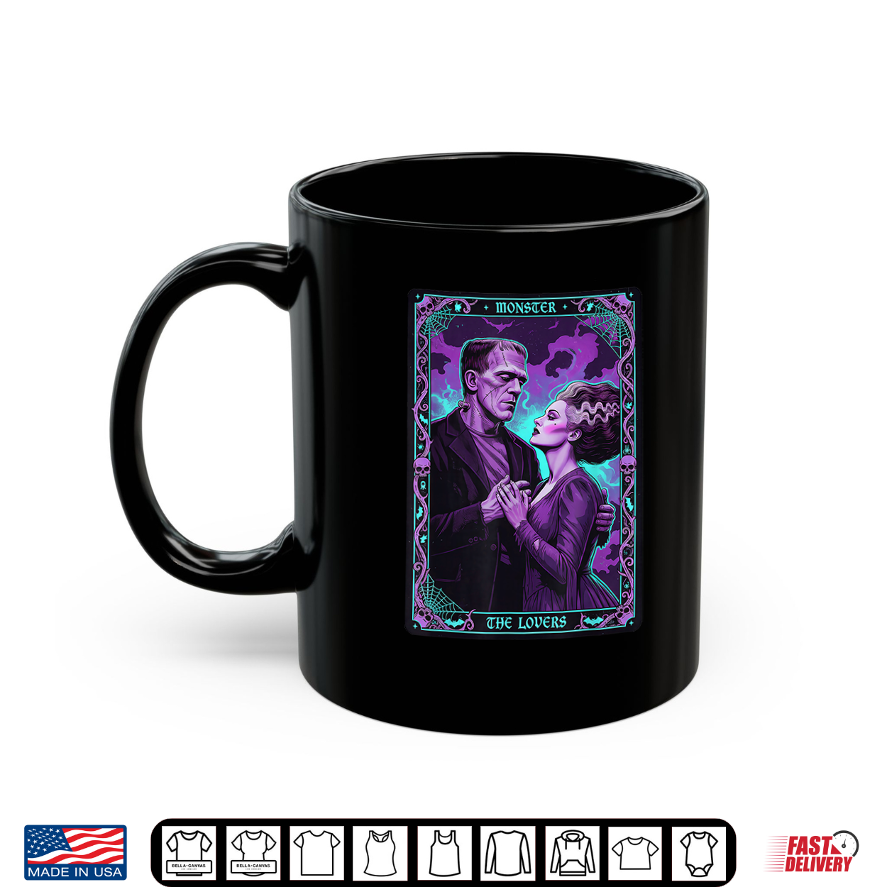 Monster Frankenstein Bride The Lovers Tarot Card Halloween Shirt