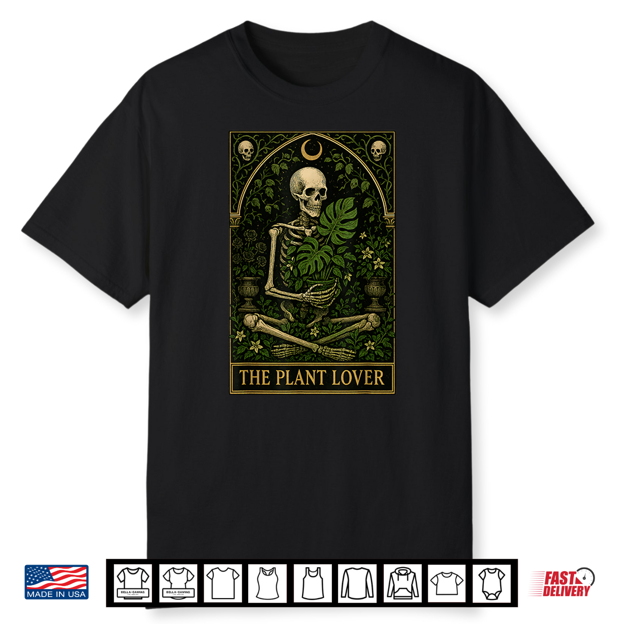 The Plant Lover Tarot Card Skeleton Halloween Spooky Season Shirt The Plant Lover Tarot Card Skeleton Halloween Spooky Season Shirt
