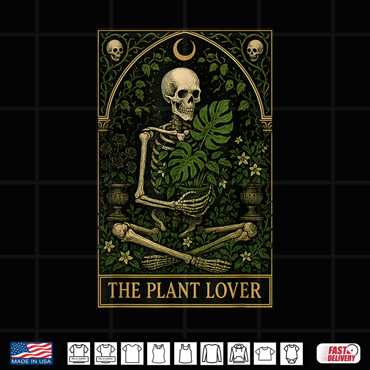 The Plant Lover Tarot Card Skeleton Halloween Spooky Season Shirt The Plant Lover Tarot Card Skeleton Halloween Spooky Season Shirt