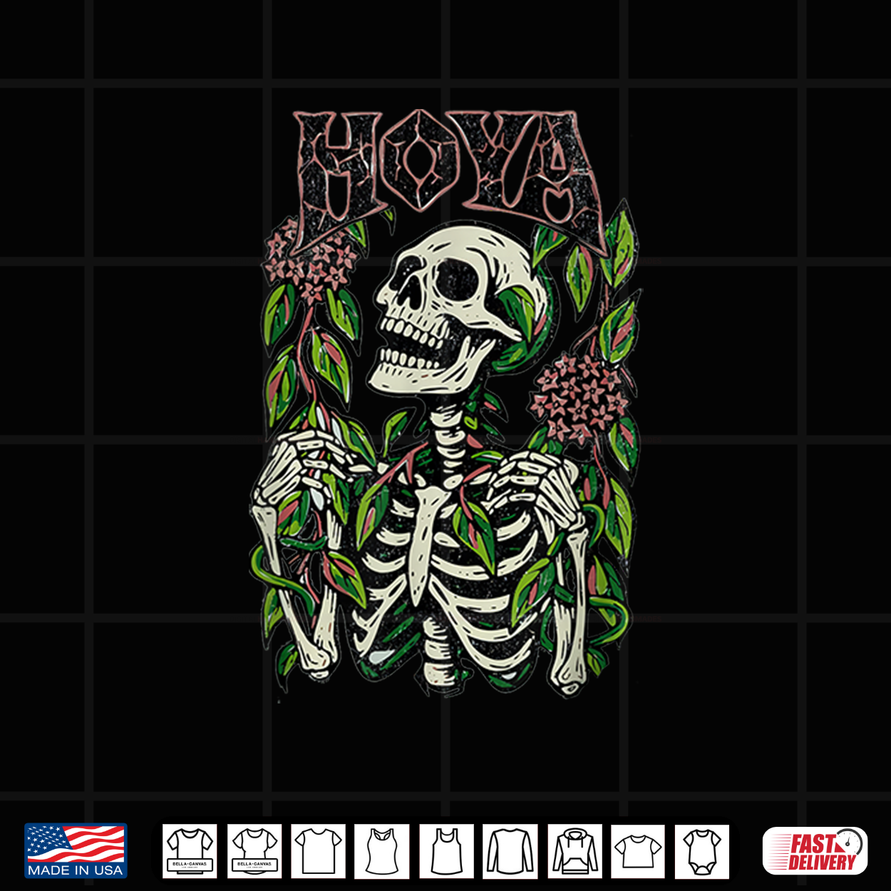 Women Hoya Vine Skeleton Plant Gothic Botanical Cottagecore Shirt
