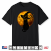 Beautiful Halloween Black Cat With Witch Hat Full Moon Cat Shirt