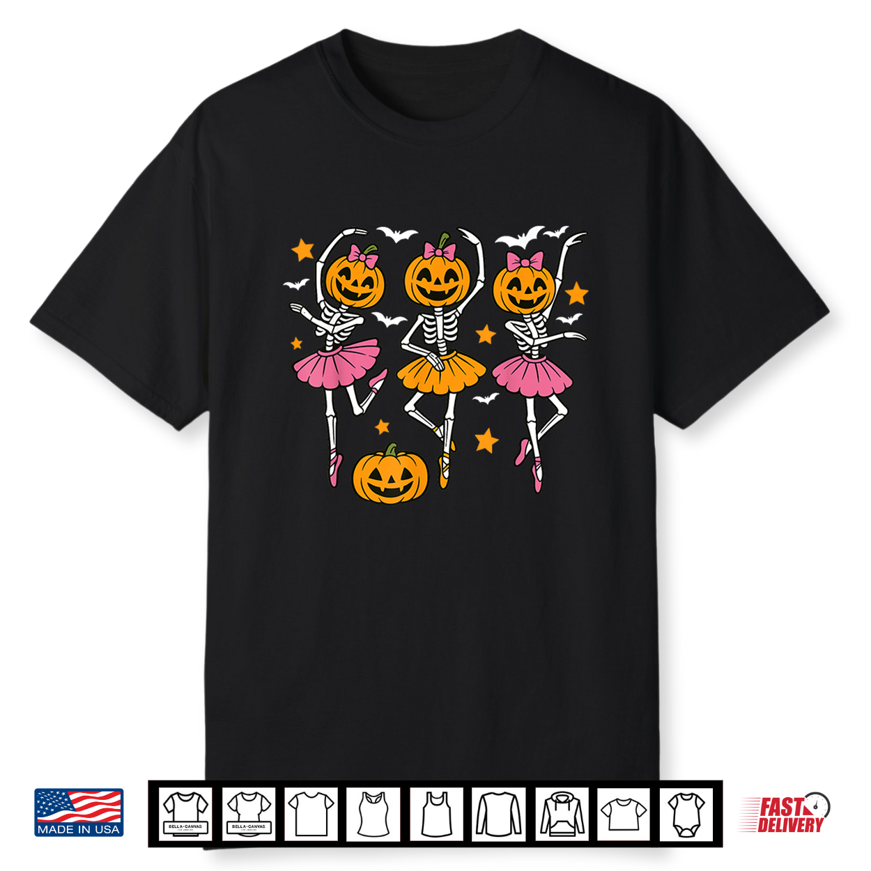 Girls Halloween Ballet Skeleton Pumpkin Women Shirt Girls Halloween Ballet Skeleton Pumpkin Women Shirt