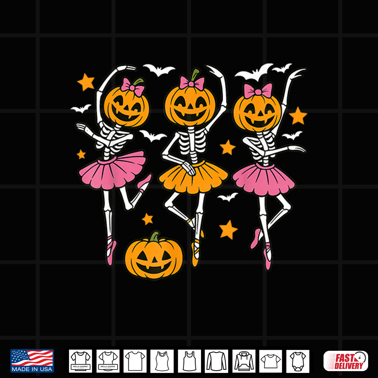 Girls Halloween Ballet Skeleton Pumpkin Women Shirt Girls Halloween Ballet Skeleton Pumpkin Women Shirt