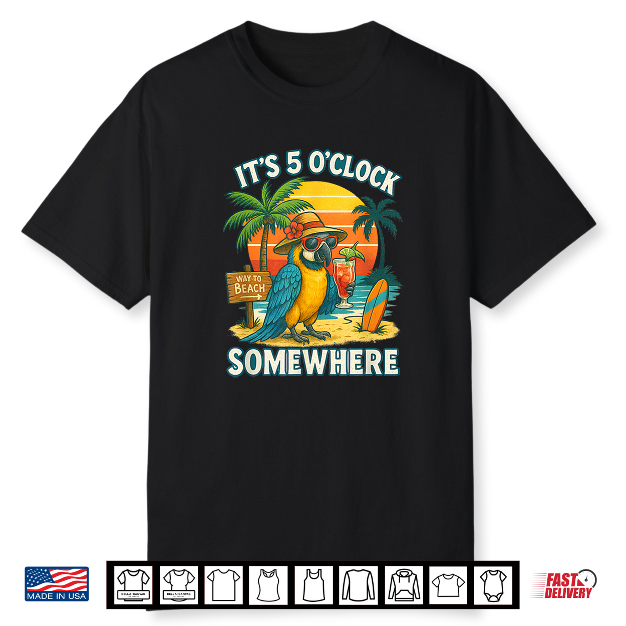 It’S 5 Oclock Somewhere Parrot Sunset Drinking Shirt It’S 5 Oclock Somewhere Parrot Sunset Drinking Shirt