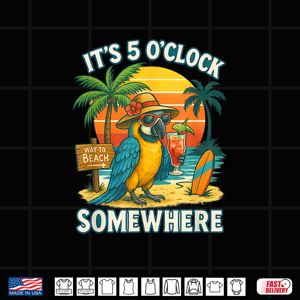 It’S 5 Oclock Somewhere Parrot Sunset Drinking Shirt It’S 5 Oclock Somewhere Parrot Sunset Drinking Shirt