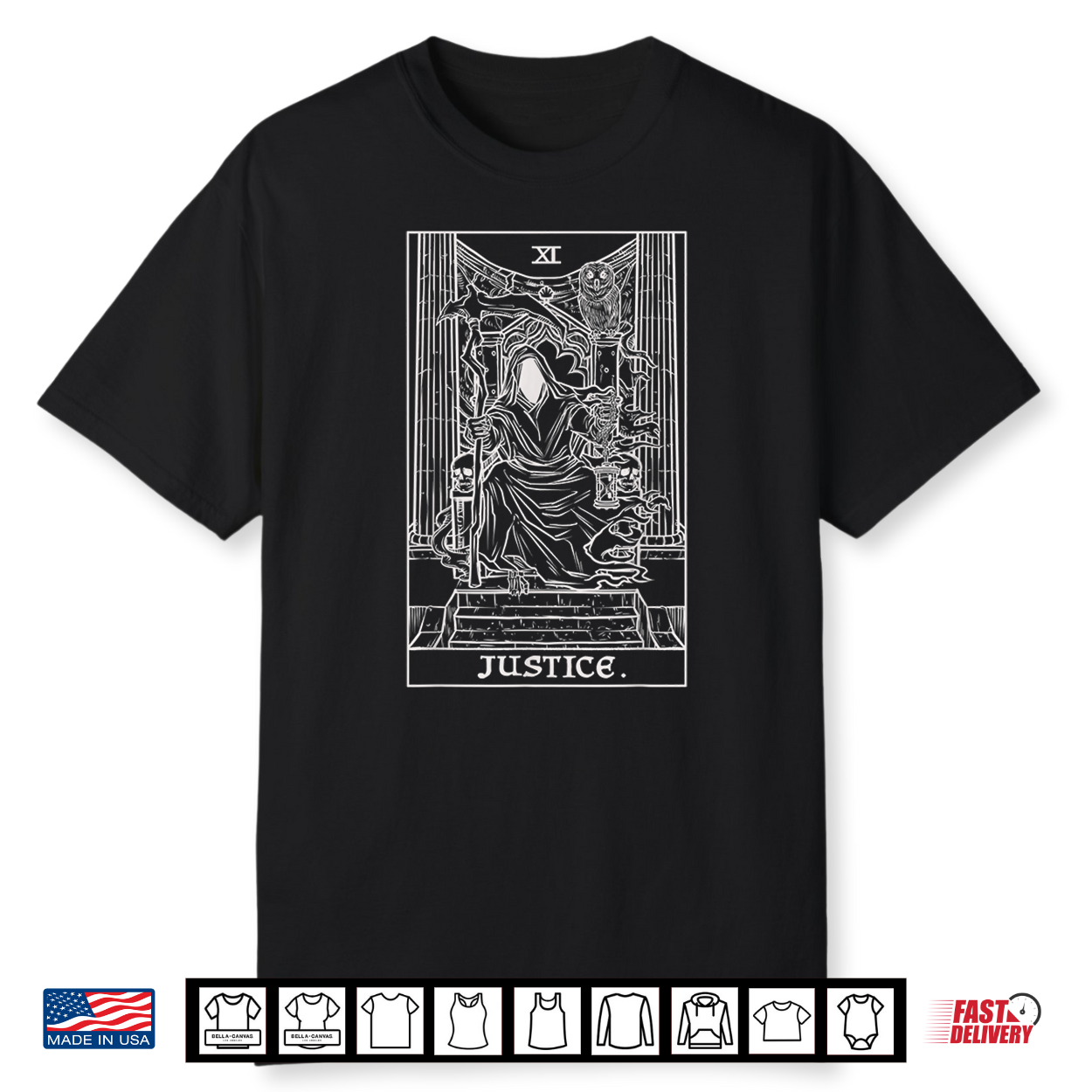 Justice Tarot Card Grim Reaper Halloween Gothic Clothing Shirt Justice Tarot Card Grim Reaper Halloween Gothic Clothing Shirt