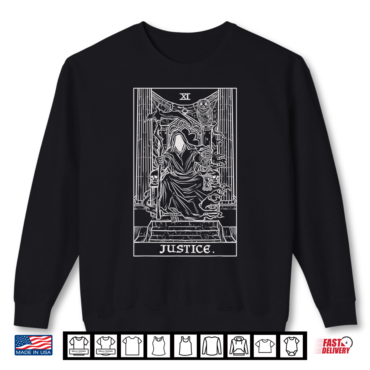 Justice Tarot Card Grim Reaper Halloween Gothic Clothing Shirt Justice Tarot Card Grim Reaper Halloween Gothic Clothing Shirt