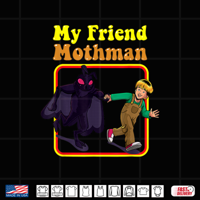 Design My Friend Mothman Funny Retro Cryptid Creatures Monster Shirt