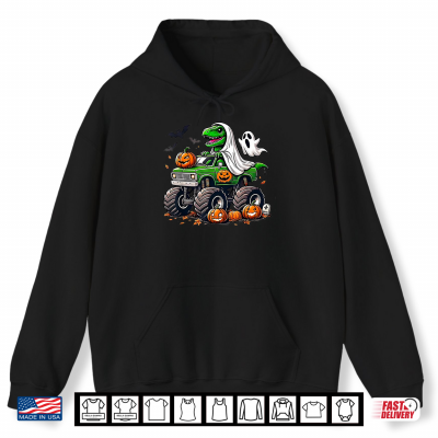 Hoodie Orange Halloween Ghost T Rex Shirt