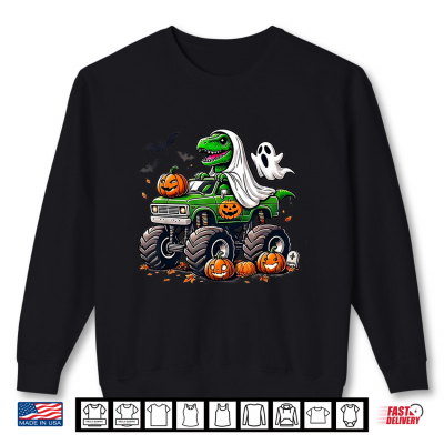 Sweatshirt Orange Halloween Ghost T Rex Shirt