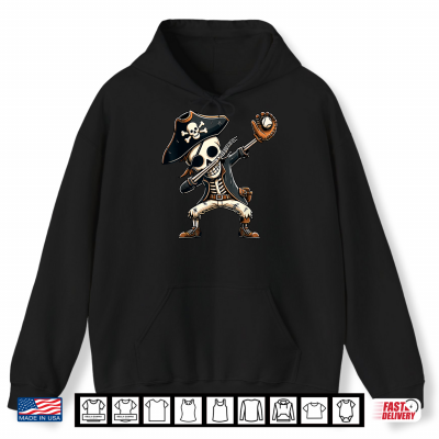 Hoodie Dabbing Skeleton Pirate Baseball Shirt