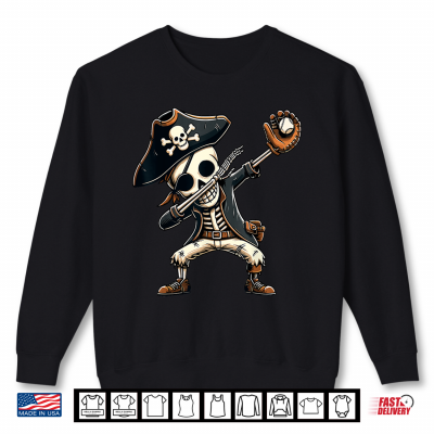 Sweatshirt Dabbing Skeleton Pirate Baseball Shirt