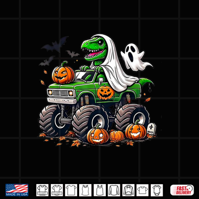 Design Orange Halloween Ghost T Rex Shirt
