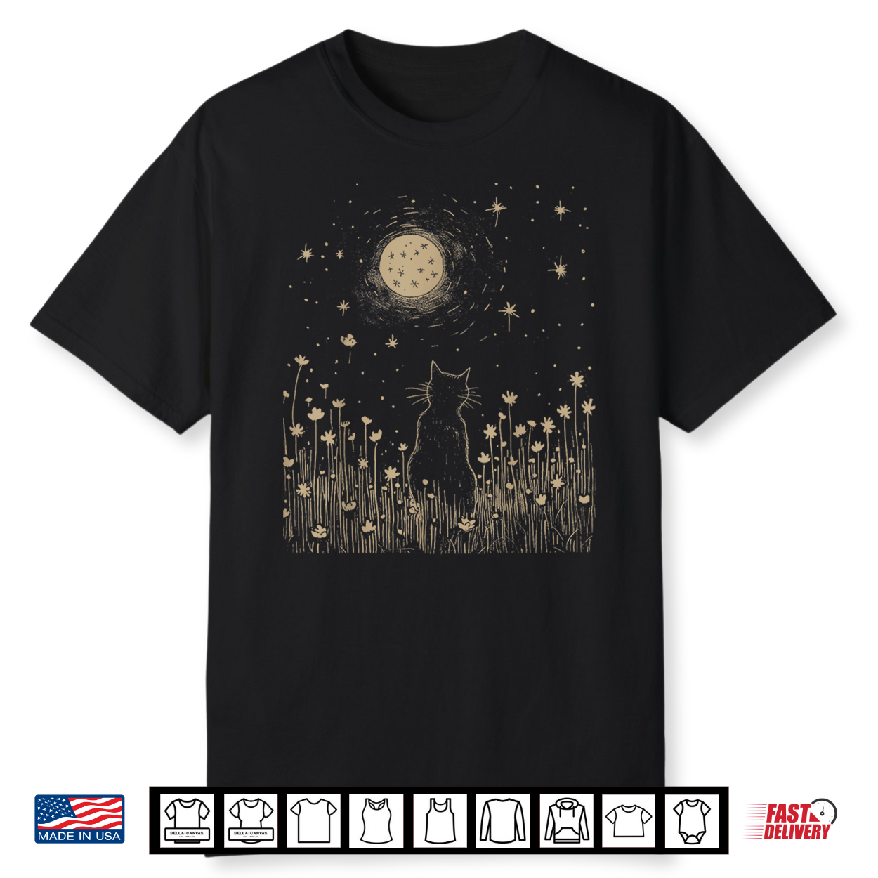 Floral Black Cat Moon Halloween Cottagecore Aesthetic Shirt Floral Black Cat Moon Halloween Cottagecore Aesthetic Shirt
