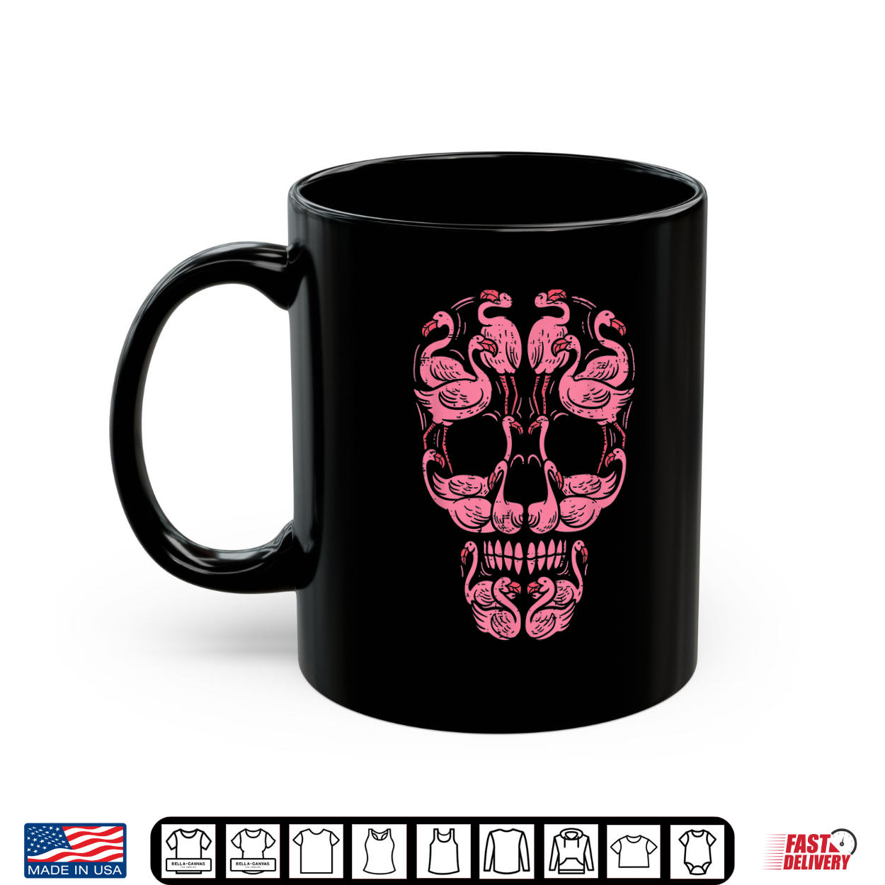 Pink Flamingo Skull Breast Cancer Awareness Halloween Women Shirt