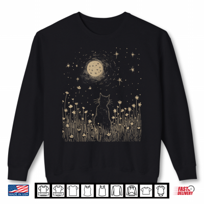 Floral Black Cat Moon Halloween Cottagecore Aesthetic Shirt 2 Sweatshirt Floral Black Cat Moon Halloween Cottagecore Aesthetic Shirt