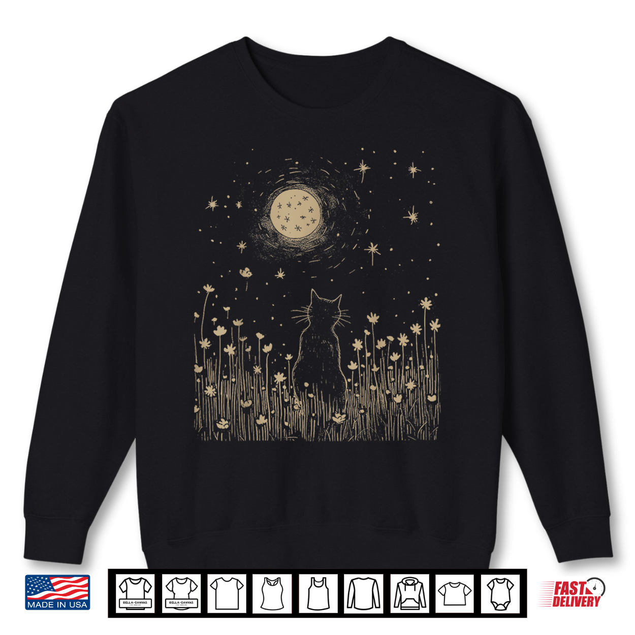 Floral Black Cat Moon Halloween Cottagecore Aesthetic Shirt Floral Black Cat Moon Halloween Cottagecore Aesthetic Shirt