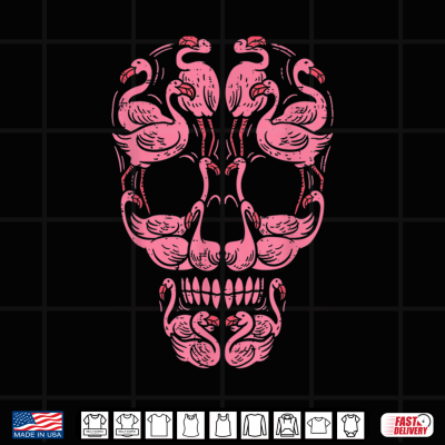 Design Pink Flamingo Skull Breast Cancer Awareness Halloween Women Shirt