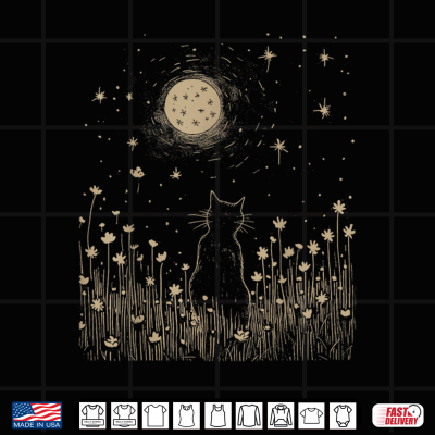 Floral Black Cat Moon Halloween Cottagecore Aesthetic Shirt 4 Design Floral Black Cat Moon Halloween Cottagecore Aesthetic Shirt