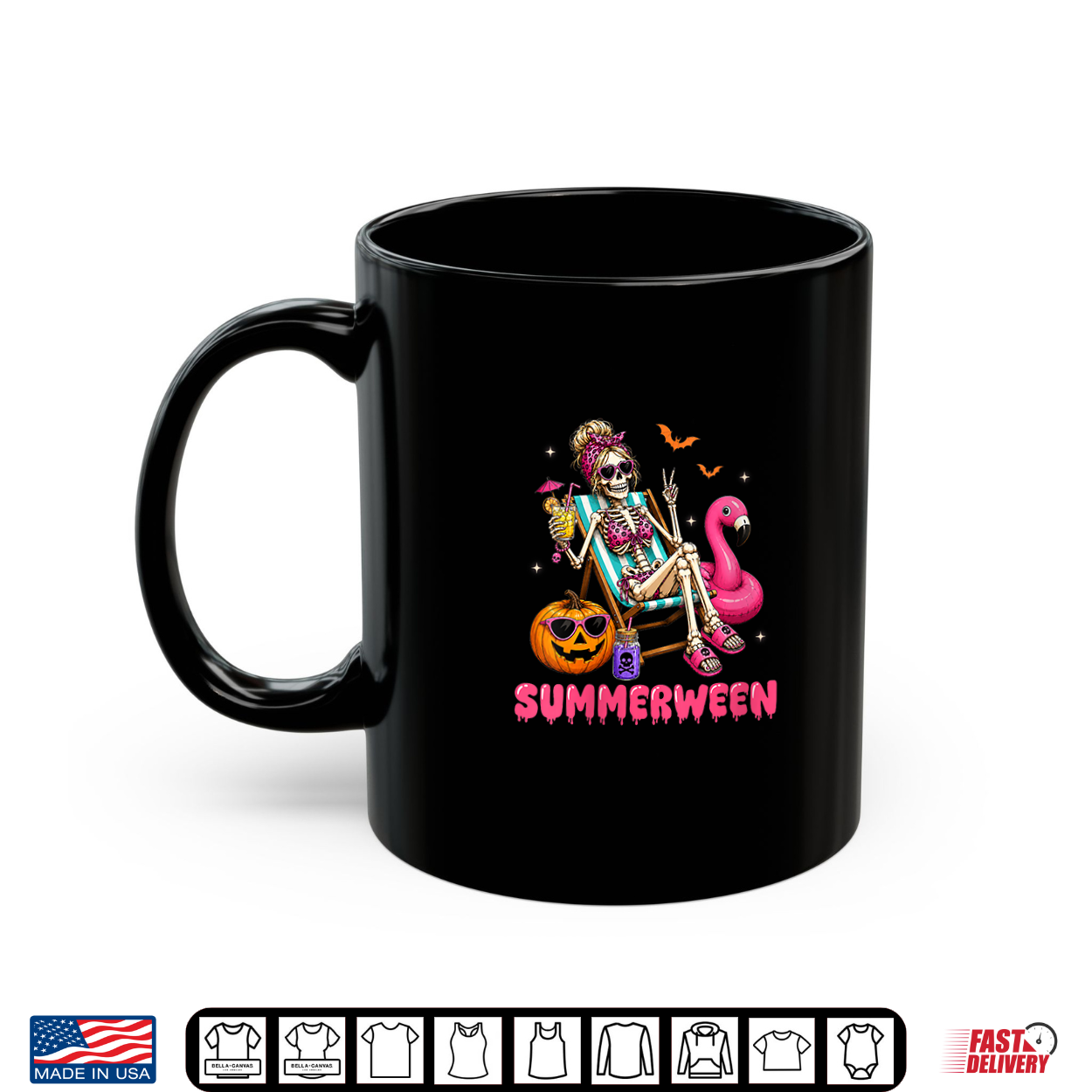 Funny Summerween Skeleton Floating In Flamingo Beach Summer Shirt