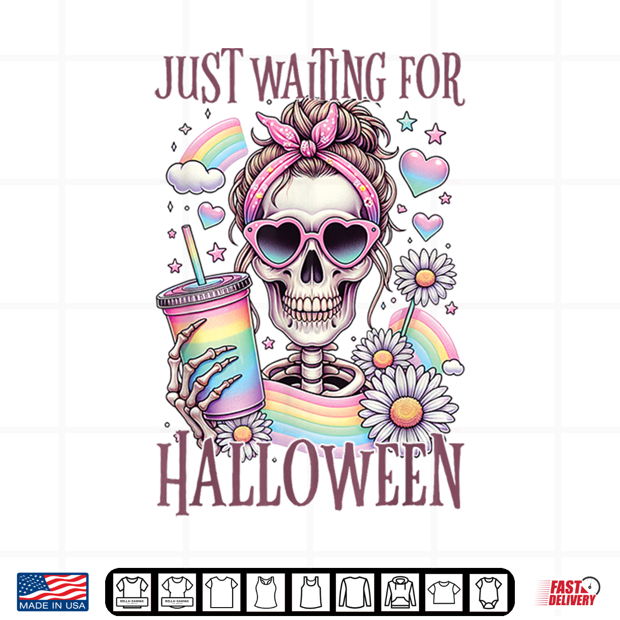 Funny Just Waiting For Halloween Skeleton Spooky Summer Shirt Funny Just Waiting For Halloween Skeleton Spooky Summer Shirt