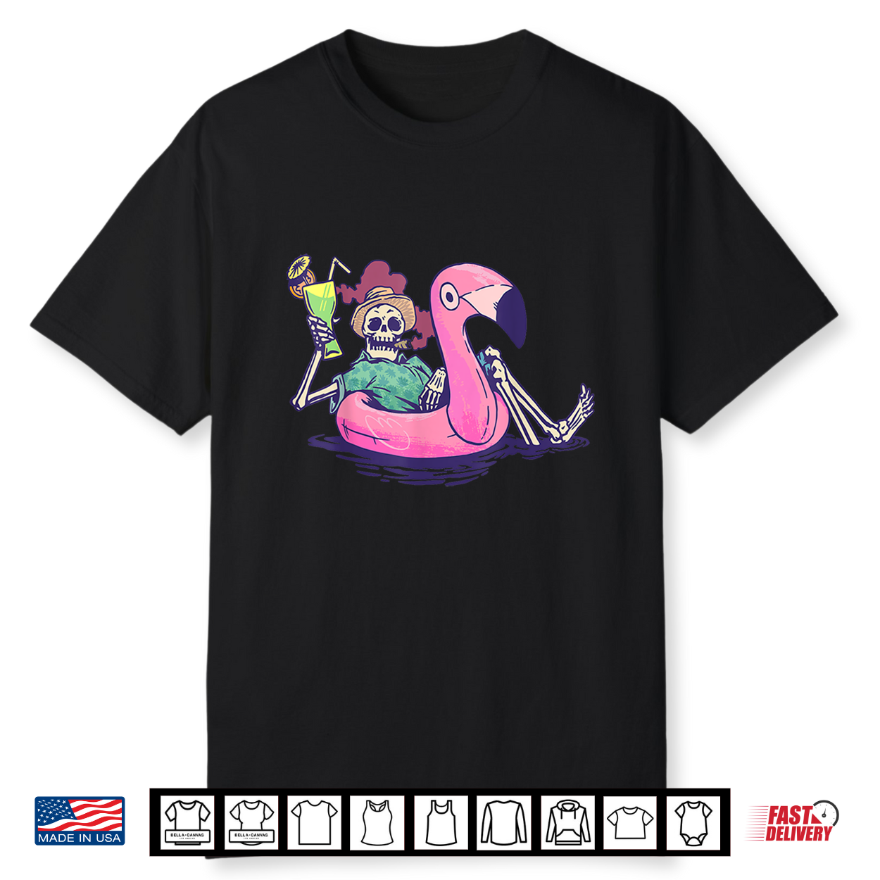 Summerween Vibes Skeleton Pool Flamingo Summer Halloween Shirt Summerween Vibes Skeleton Pool Flamingo Summer Halloween Shirt