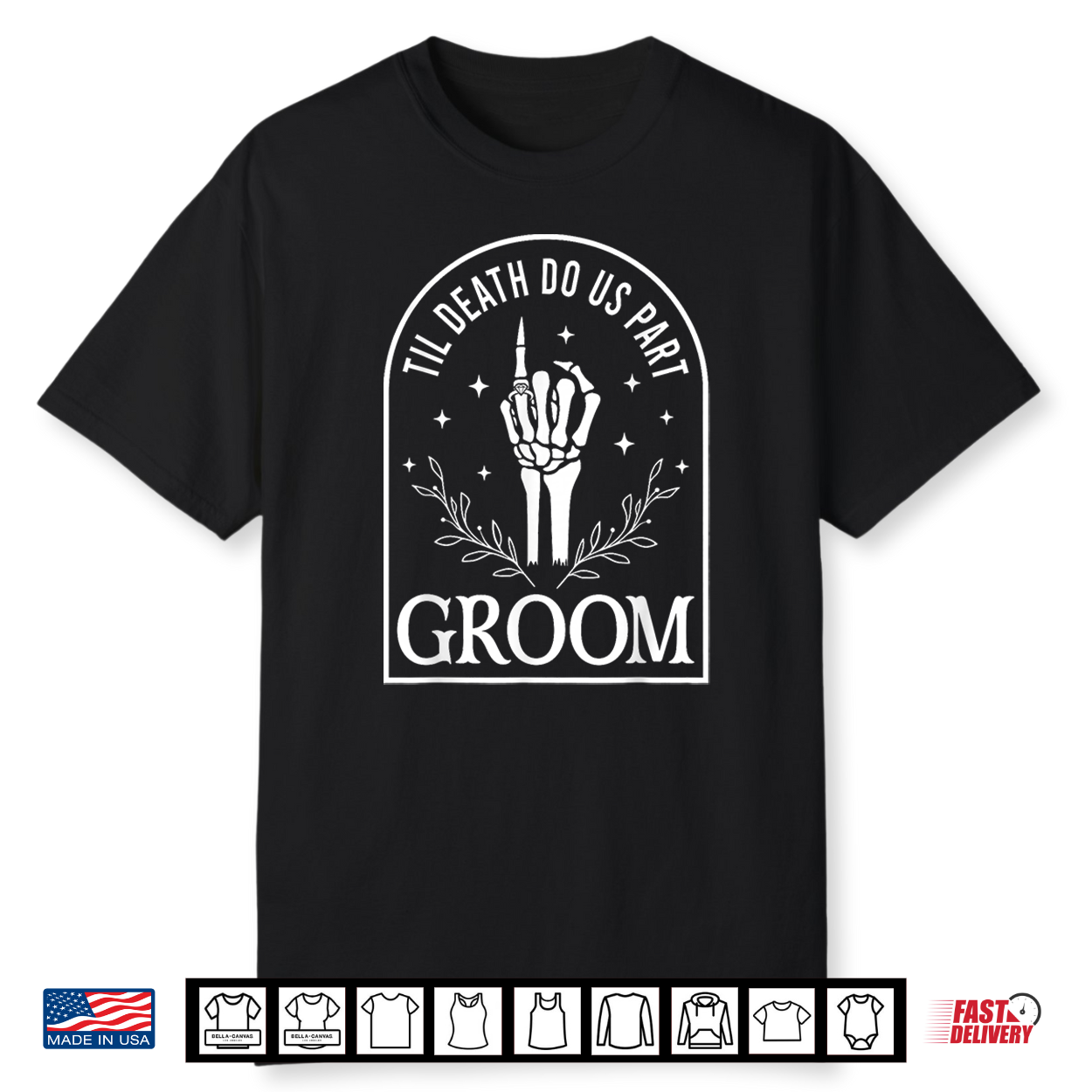 Groom Bride Til Death Do Us Part Skeleton Gothic Halloween Shirt
