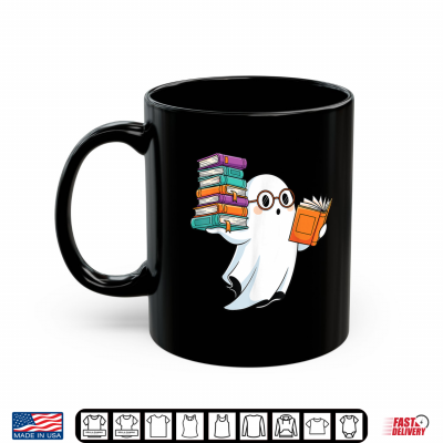 Mug Ghost Reading Books Halloween Library Shirt