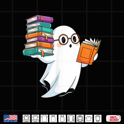 Design Ghost Reading Books Halloween Library Shirt