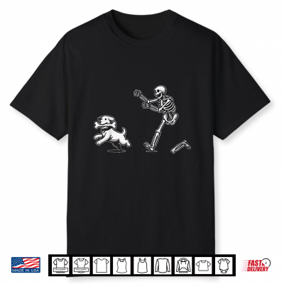 Skeleton Dog Halloween Skeleton Chasing Dog Shirt