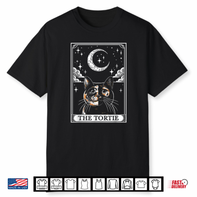 Tarot Card Crescent Moon Tortie Cat Mom Cat Lovers Shirt