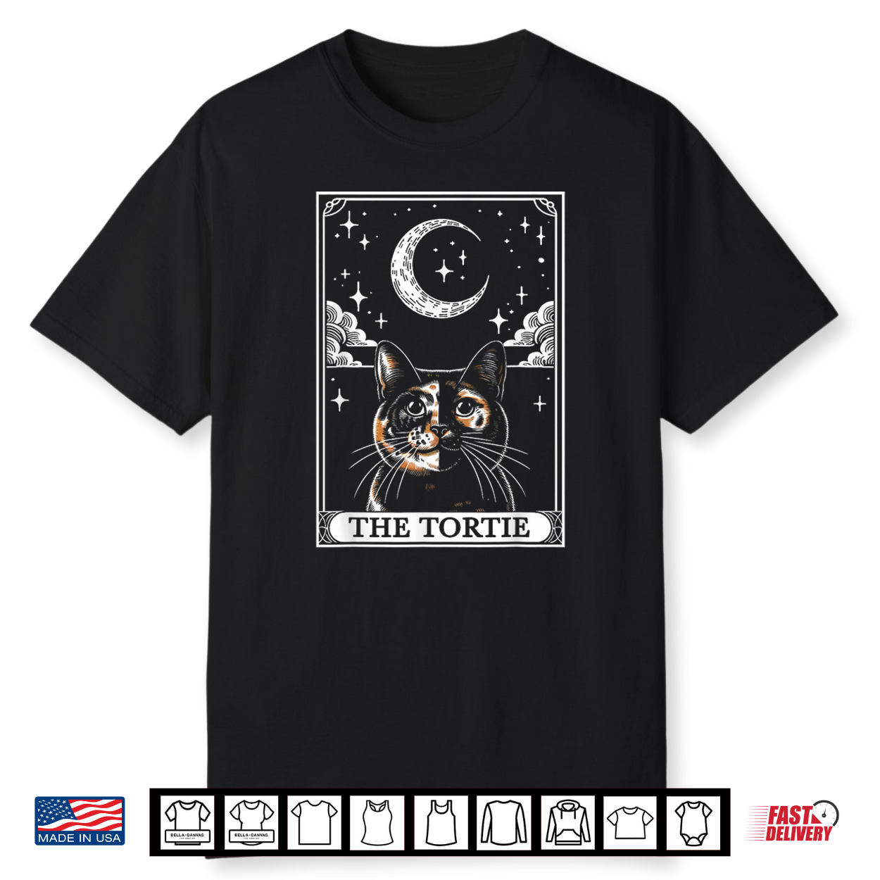 Tarot Card Crescent Moon Tortie Cat Mom Cat Lovers Shirt